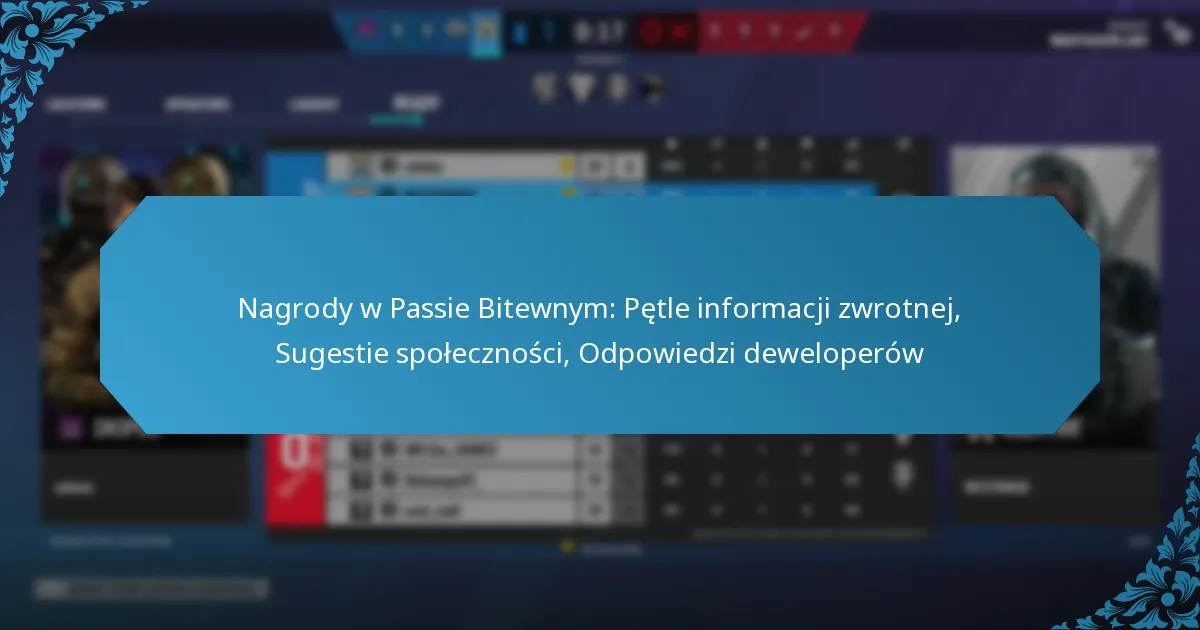 Nagrody w Passie Bitewnym: Pętle informacji zwrotnej, Sugestie społeczności, Odpowiedzi deweloperów
